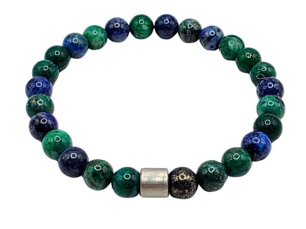 Azurite Malachite Gemstone Bracelet: Style-525 (6mm)