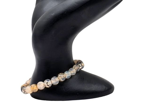 Grey Agate Gemstone Bracelet: Style-585 (6mm)