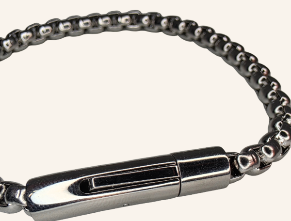 Rolo Chain Bracelet with Magnetic Clasp - 4mm - Silver