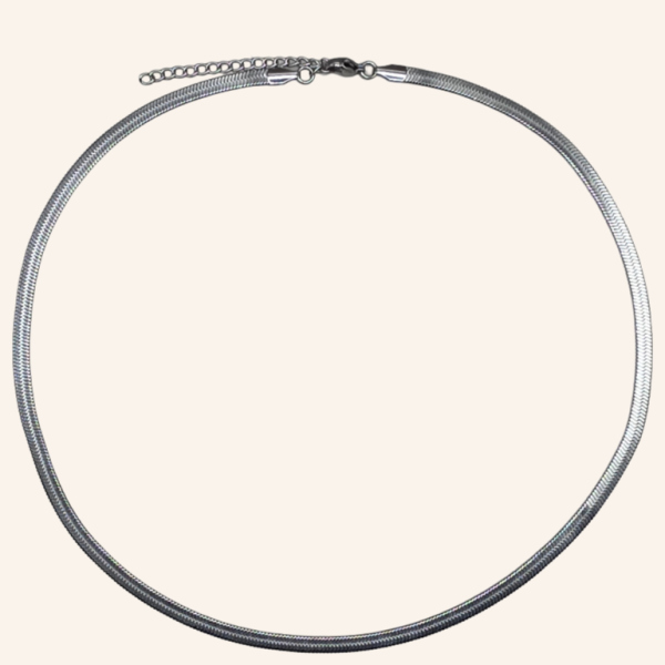 Herringbone Chain Necklace - Silver - 4mm - Item 902
