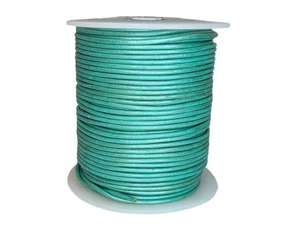 Round Leather Cord - 1.5mm - Metallic Green
