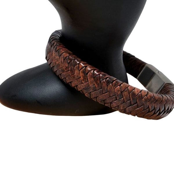 Walnut Braided Leather Cord - 12x6mm - Coffee Brown
