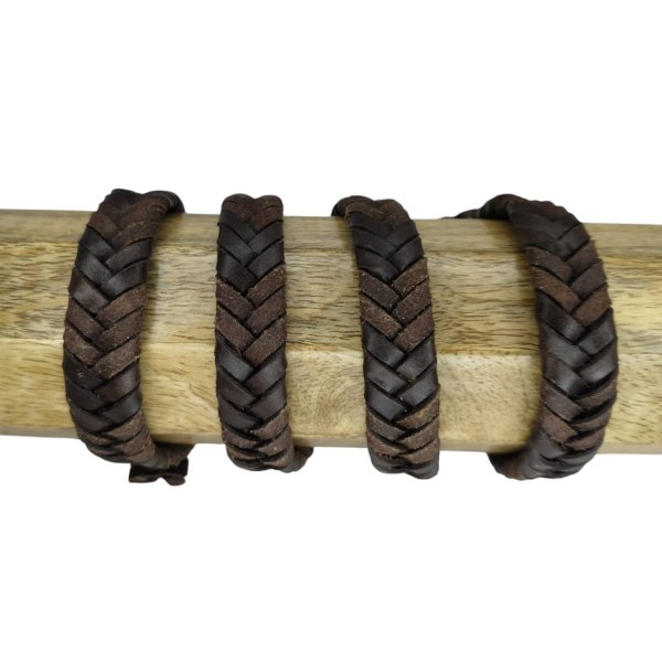 v cross braided leather cord-15mm- VINTAGE BROWN