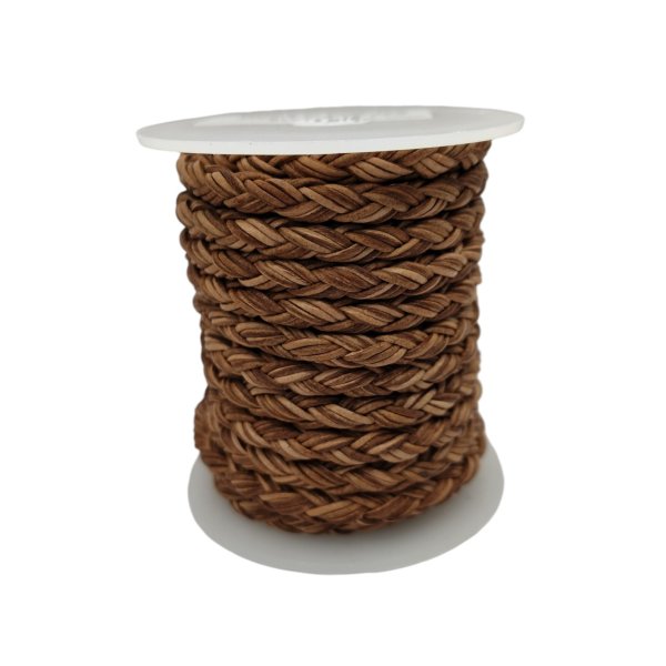 Dublin Bolo Braided Round Twist Leather Cords - 6mm -  Vintage Dark Tan