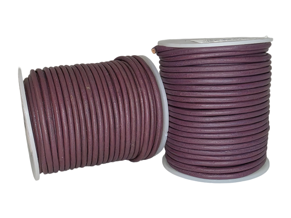 Round Leather Cord - Plum - 3mm