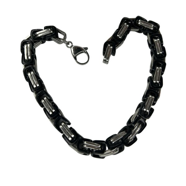 Men's Bracelet with Magnetic Clasp - 21cm- Steel and Black