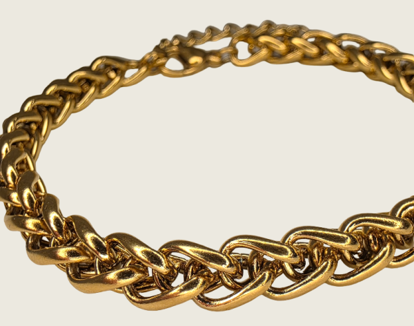 Square Braided NK Chain Bracelet - Gold - 6mm - Item 996