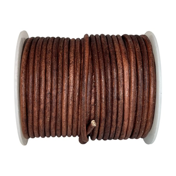 Round Leather Cord - Vintage Cognac - 2mm