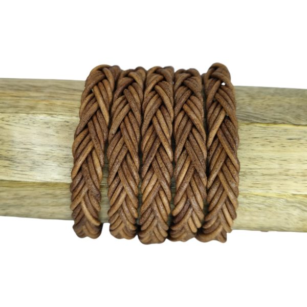 Ibiza braided leather cords - 10*5mm- vintage dark tan