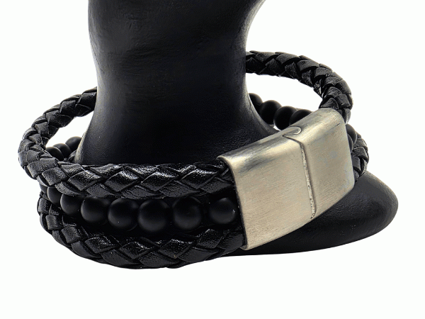 Combination Gemstone and Leather Bracelet - Style 157