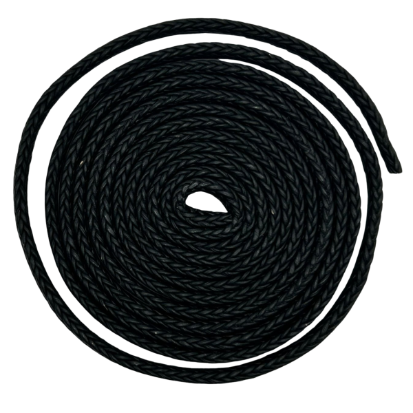 SPIRAL BRAIDED LEATHER CORDS - 8X4MM - MATT BLACK
