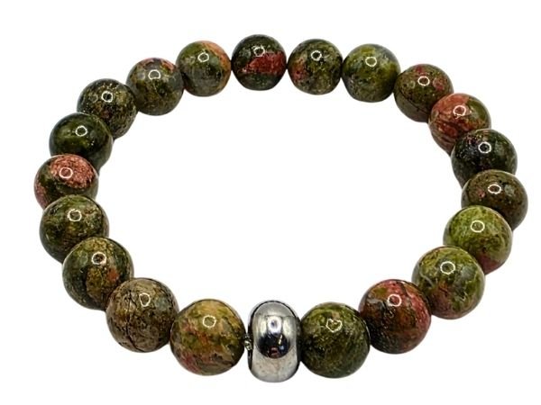 Unakite Gemstone Bracelet: Style-517 (8mm)