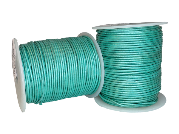 Round Leather Cord - 1.5mm - Metallic Green