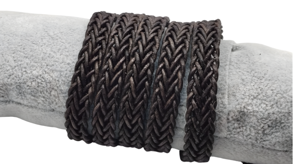 Madison style braided leather cords- 10*3.5mm- Vintage Dark Brown