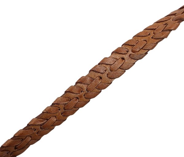 New York Braided Leather Cord - 14x4MM - Brown