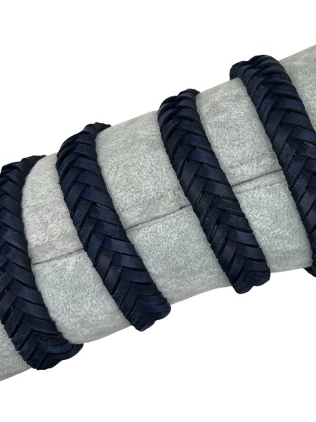 v cross braided leather cord -15mm- DARK BLUE
