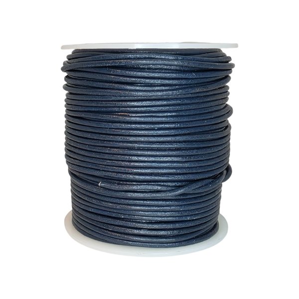 Round leather cord-2mm-Marine blue
