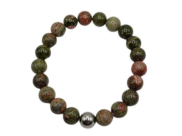 Unakite Gemstone Bracelet: Style-518 (8mm)
