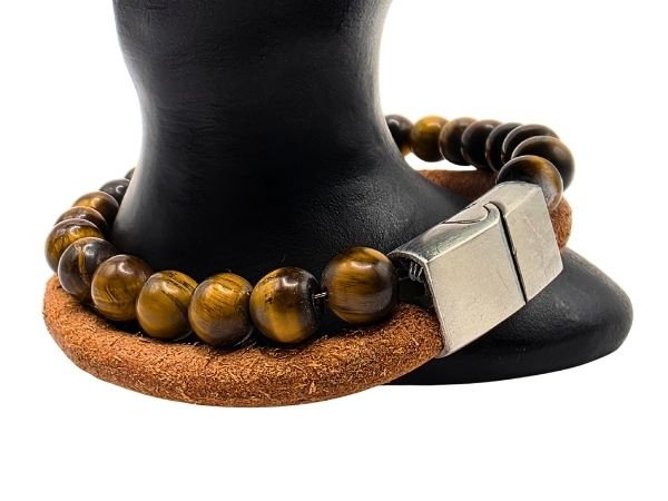 Combination Gemstone and Leather Bracelet - Style 163