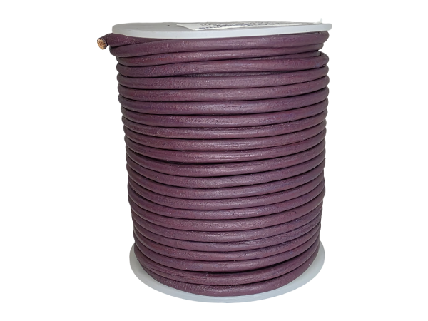 Round Leather Cord - Plum - 3mm