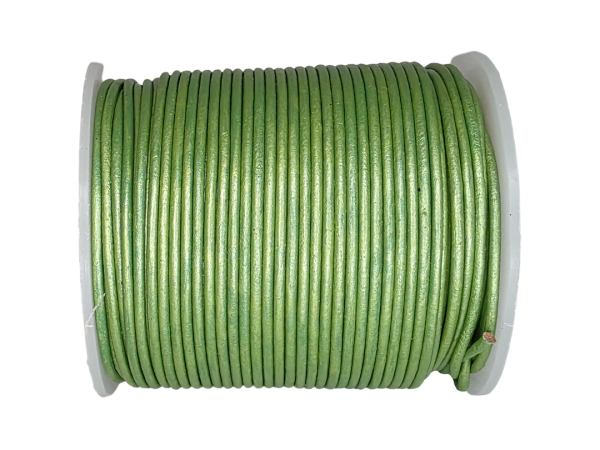 Round Leather Cord - Metallic Apple Green - 1.5mm