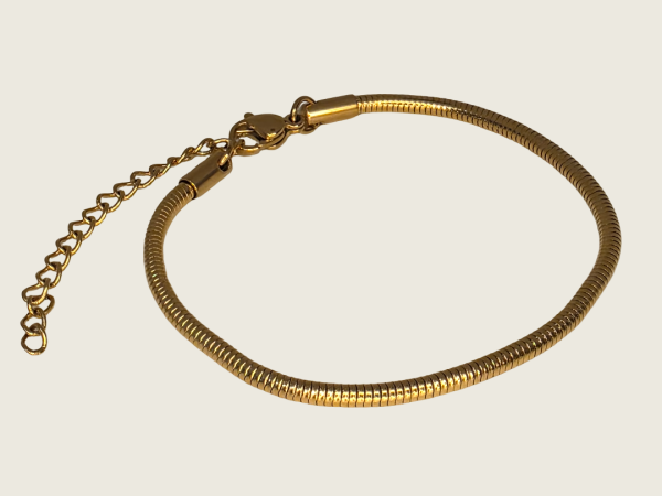 Soft Round Snake Chain Bracelet - Gold - 3mm - Item 901