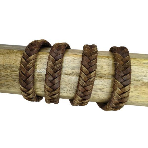 v cross braided leather cord -15mm- BROWN