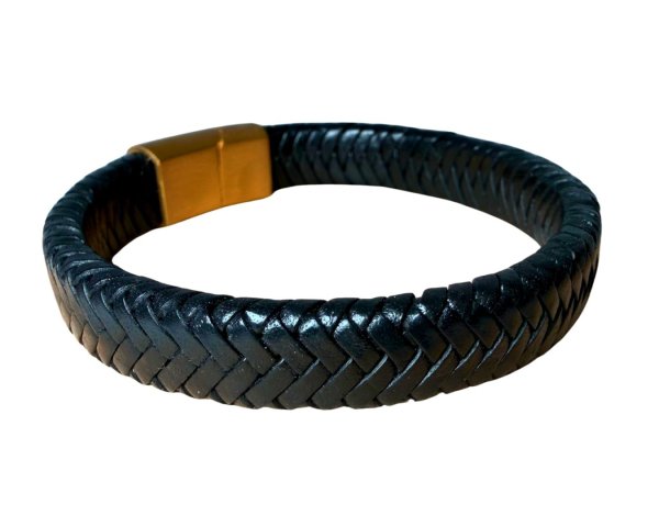 Walnut Braided Leather Cord - 12x6mm - Black