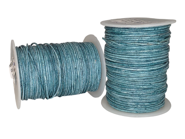 Round Leather Cord -1mm- Vintage Teal