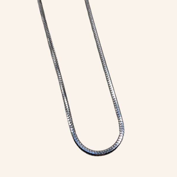 Twisted Square Snake Chain Necklace – Silver - 1.5mm - Item 997