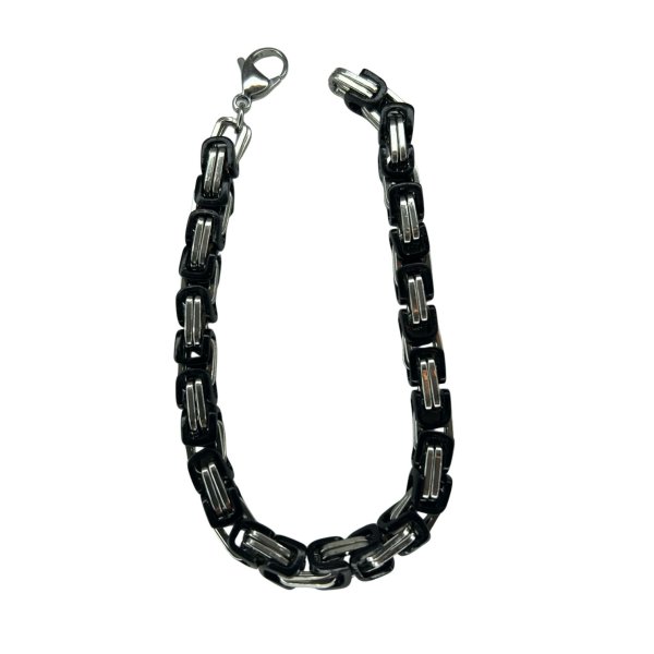 Men's Bracelet with Magnetic Clasp - 21cm- Steel and Black