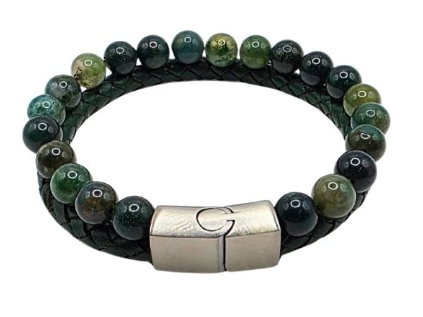 Combination Gemstone and Leather Bracelet - Style 159